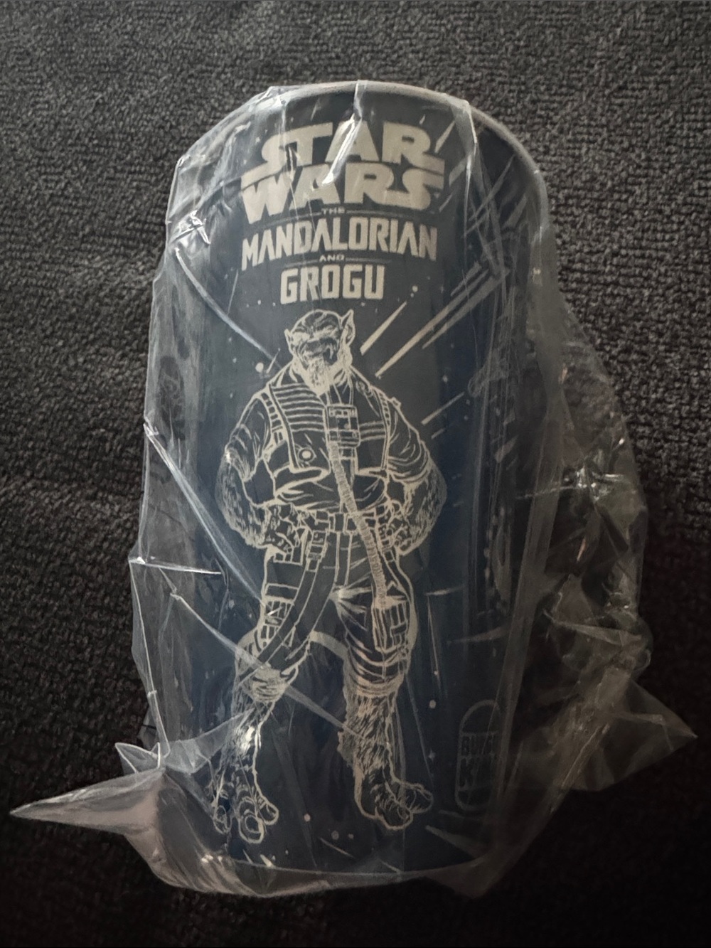 Star Wars Burger King Mandalorian Grogu Navy and Gray Silver Character Tumbler